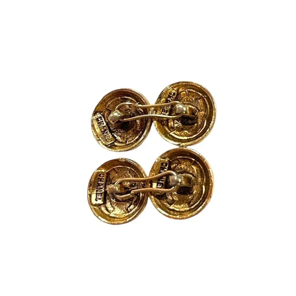 CHANEL Vintage Gold CC Logo Cufflinks/Buttons (1 Pair/4 Detachable Buttons)